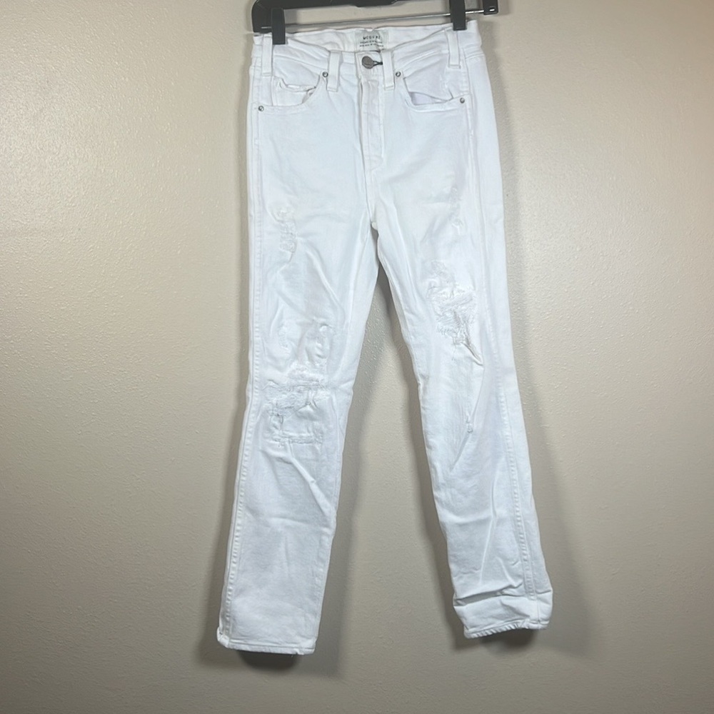 McGuire Skinny Straight Distressed White Jeans Size 25